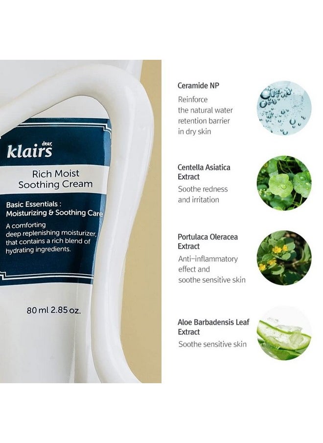 DearKlairs Rich Moist Soothing Cream 80Ml Hypoallergenic Centella Asiatica Ceremide Moisturizer Full Hydration Protective Layer With Beta Glucan Nonsticky Texture Kbeauty  - Image 4