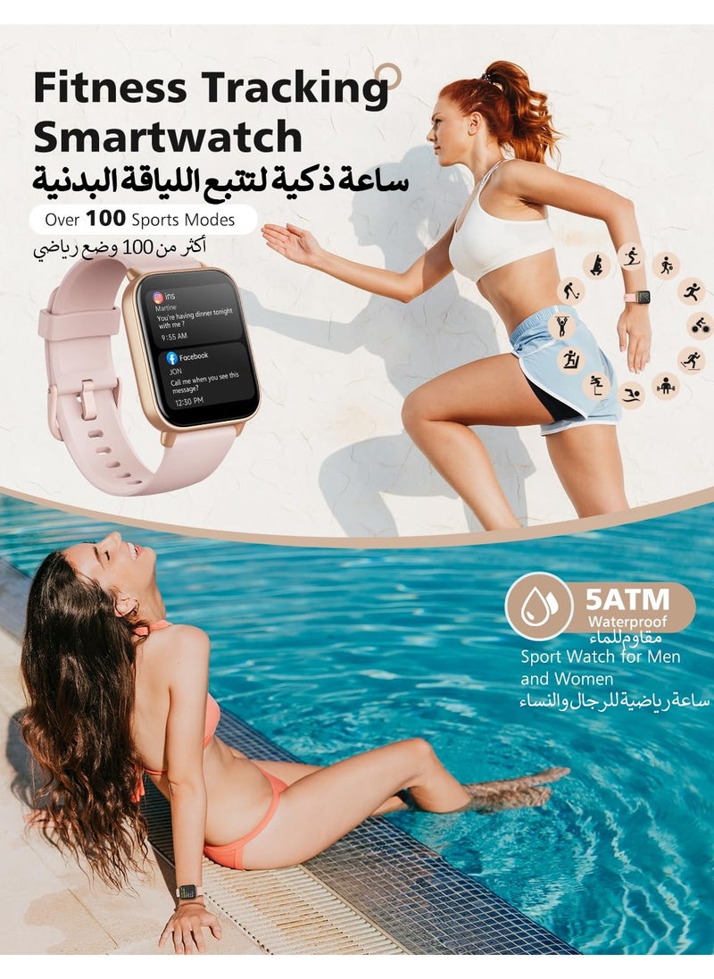 ibsun ساعة ذكية للنساء مقاس 1.8 بوصة مع خاصية الاتصال بلوتوث، ومعدل ضربات القلب، ومراقبة النوم، ومقاومة للماء IP68، (انجليزي فقط، لا يوجد عربي)  - Image 5