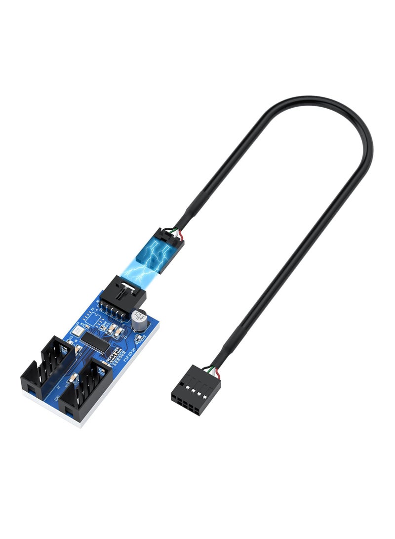 سانموجيد اللوحة الأم USB 2.0 برأس 9 سنون من 1 إلى 2 محول موزع موزع تمديد اللوحة الأم - محول ميجابايت USB 2.0 أنثى إلى 2 أنثى - كابل USB 9 سنون كابل داخلي 9 سنون كابل داخلي 9 سنون محول منفذ مضاعف - Image 1