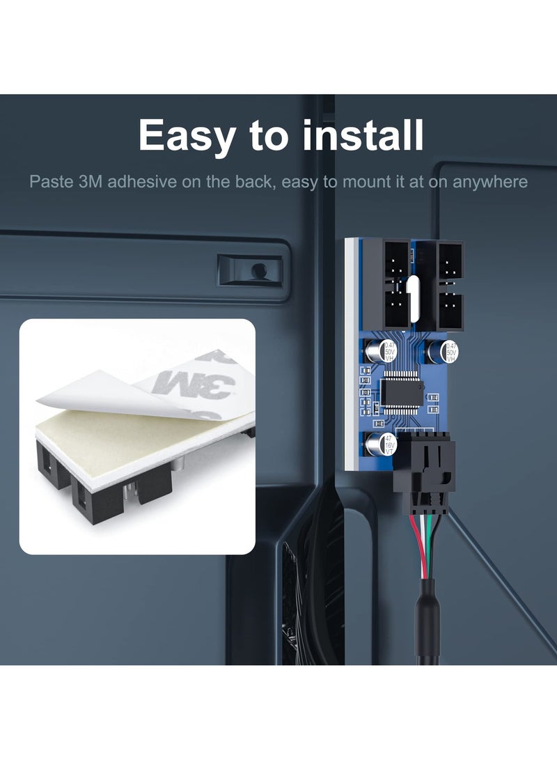 سانموجيد اللوحة الأم USB 2.0 برأس 9 سنون من 1 إلى 2 محول موزع موزع تمديد اللوحة الأم - محول ميجابايت USB 2.0 أنثى إلى 2 أنثى - كابل USB 9 سنون كابل داخلي 9 سنون كابل داخلي 9 سنون محول منفذ مضاعف - Image 3