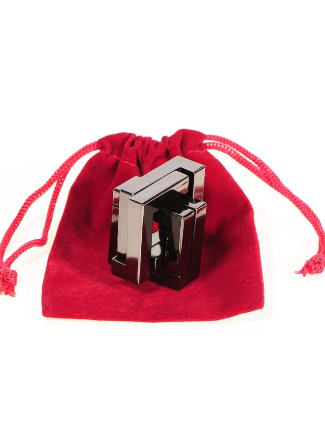 Deluxe Games and Puzzles VERSAINSECT a Cast Metal Brain Teaser Puzzle Level 6 Difficulty Rating Bonus Red Velveteen Drawstring Pouch Bundled Items  - Image 2