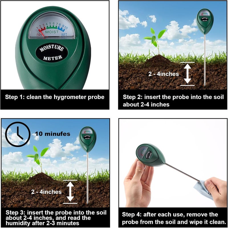 Fpxnb 2 Packs Soil Moisture Meter, Plant Water Meter for House Plants, Soil Tester Test Kit Soil for Garden Lawn Farm Indoor & Outdoor Use, No Battery Required (Green) - Image 4