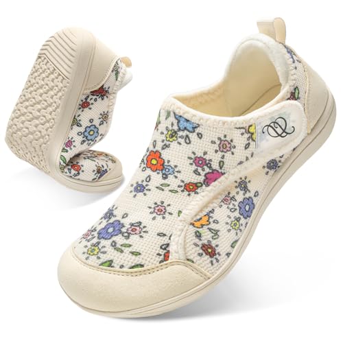 CJROSM Comfortable Wide Diabetic Shoes for Women Mes,Barefoot House Shoes Slippers for Women Indoor Outdoor,Adjustable Zero Drop Edema Shoe for Neuropathy, Breathable Nursing Shoe Wide Width Casual Sneakers - Image 1