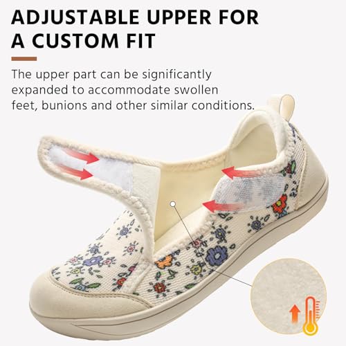 CJROSM Comfortable Wide Diabetic Shoes for Women Mes,Barefoot House Shoes Slippers for Women Indoor Outdoor,Adjustable Zero Drop Edema Shoe for Neuropathy, Breathable Nursing Shoe Wide Width Casual Sneakers - Image 3