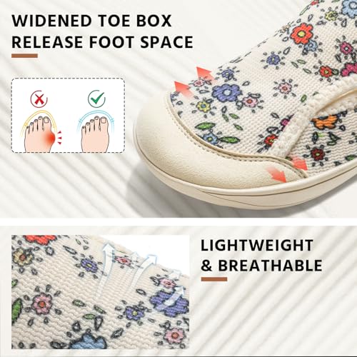 CJROSM Comfortable Wide Diabetic Shoes for Women Mes,Barefoot House Shoes Slippers for Women Indoor Outdoor,Adjustable Zero Drop Edema Shoe for Neuropathy, Breathable Nursing Shoe Wide Width Casual Sneakers - Image 2