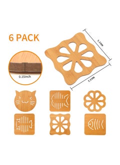 Y&D Hot Pad, Bamboo Trivet–hot Pot Holder Functional Decorative Kitchen Accessories of 6 Pieces for use as Pad Dishes,  - Image 3