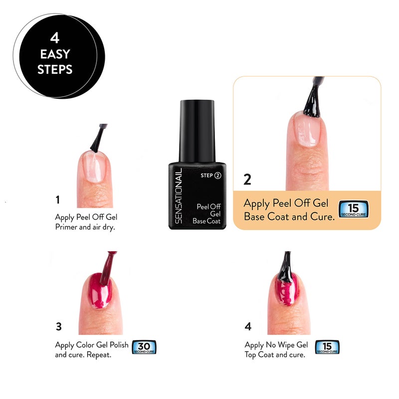 Sensationail Peel Off Formula Gel Nail Polish Base Coat Refill, Clear, 0.25 Fl Oz - Image 3