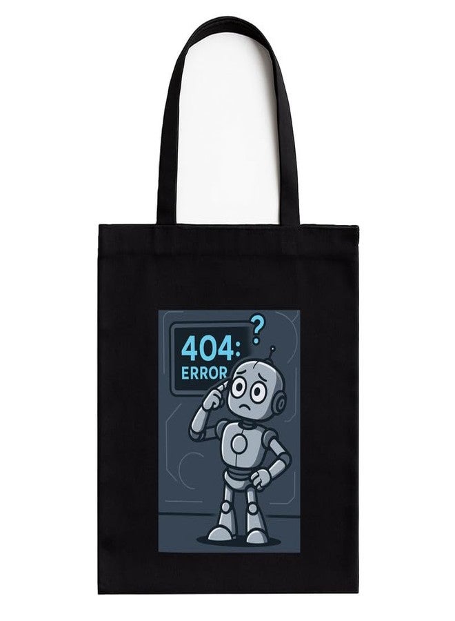 Megrok 404 Error Tote Bag for Women | Front A4 Size Printed Pocket | 16x14 Inch Programmer Cotton Bag | IT Department Favorite - Image 1