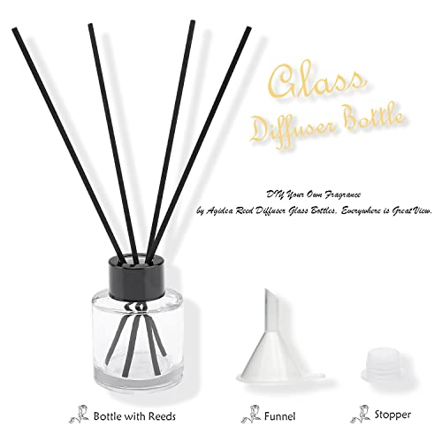 Agidea 4PCS Refillable Fragrance Glass Diffuser Bottles with 20pcs Reeds Sticks & Black Caps & Funnel, Diffuser Jars for Home Oil Fragrance Decoration Girl Women Gift (50ML) - Image 2
