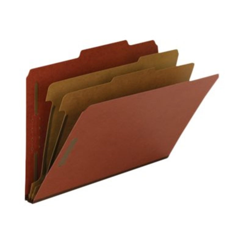 Smead 100% Recycled Pressboard Classification File Folder, 2 Dividers, 2" Expansion, Legal Size, Red, 10 per Box (19023) - Image 5