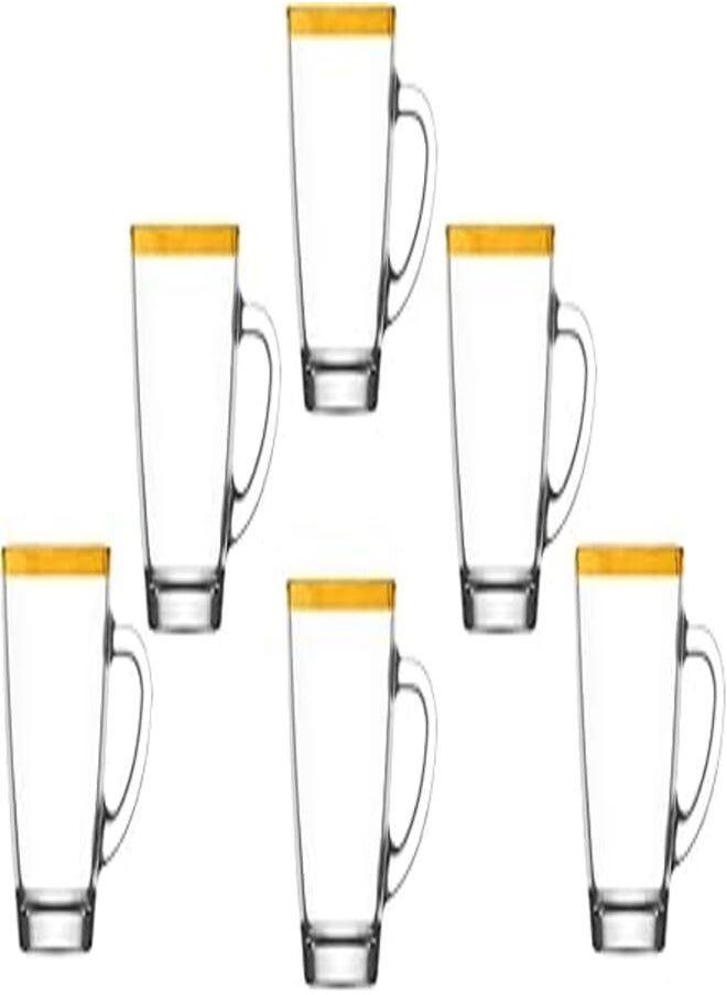 segaey Segaey VEGA 409 Glass Tea Mug with Hand/Golden Rim/Elegant design, Trusted Brand, Attractive shape of Tea, Nescafe, Cappuccino, Espresso/High Quality Materials 
