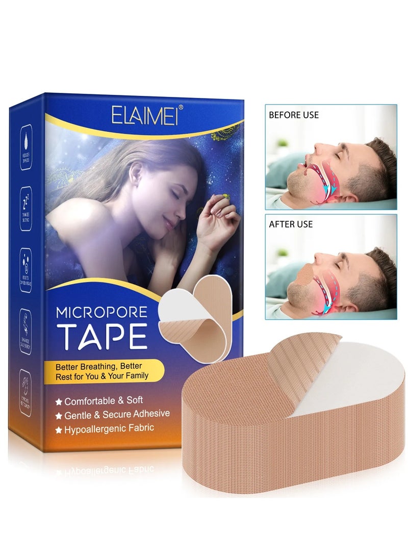Elaimei 42 Pcs Micropore Tape Mouth Tape Sleep Strips Soft and Comfortable Gentle and Secure Adhesive Mouth Strips Nose Breathing Anti Snoring Better Breathing Oduor Free Sleep Strip Mouths Tape Beige  - Image 2