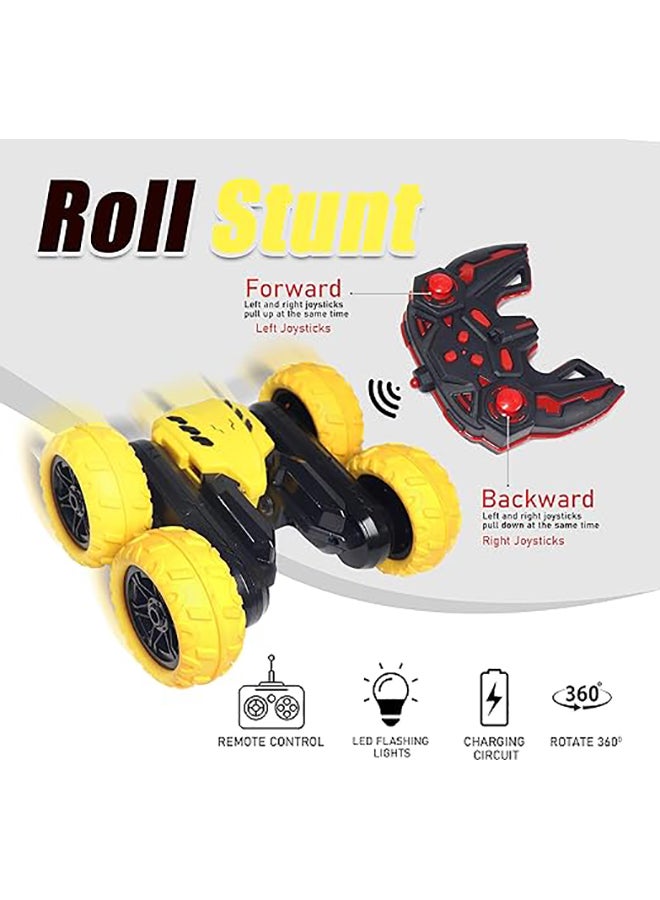 FUNFY Racing Stunt RC Toy Car | Yellow | With 360 Degree Standing and Flat Rotation, Flip, Double Side Drive, Anti-Slip Vacuum Tires for Shock Proof & Rechargeable Battery for Kids, Adults & Gifting - Image 2