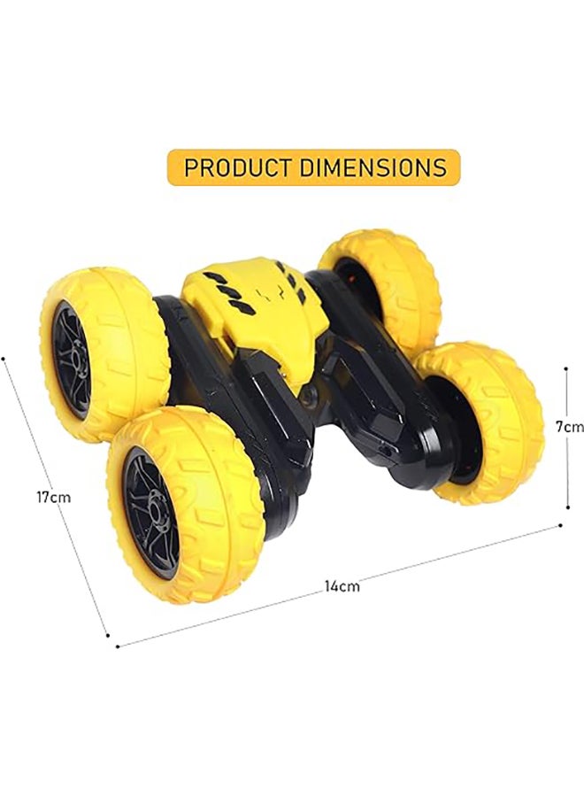 FUNFY Racing Stunt RC Toy Car | Yellow | With 360 Degree Standing and Flat Rotation, Flip, Double Side Drive, Anti-Slip Vacuum Tires for Shock Proof & Rechargeable Battery for Kids, Adults & Gifting - Image 5