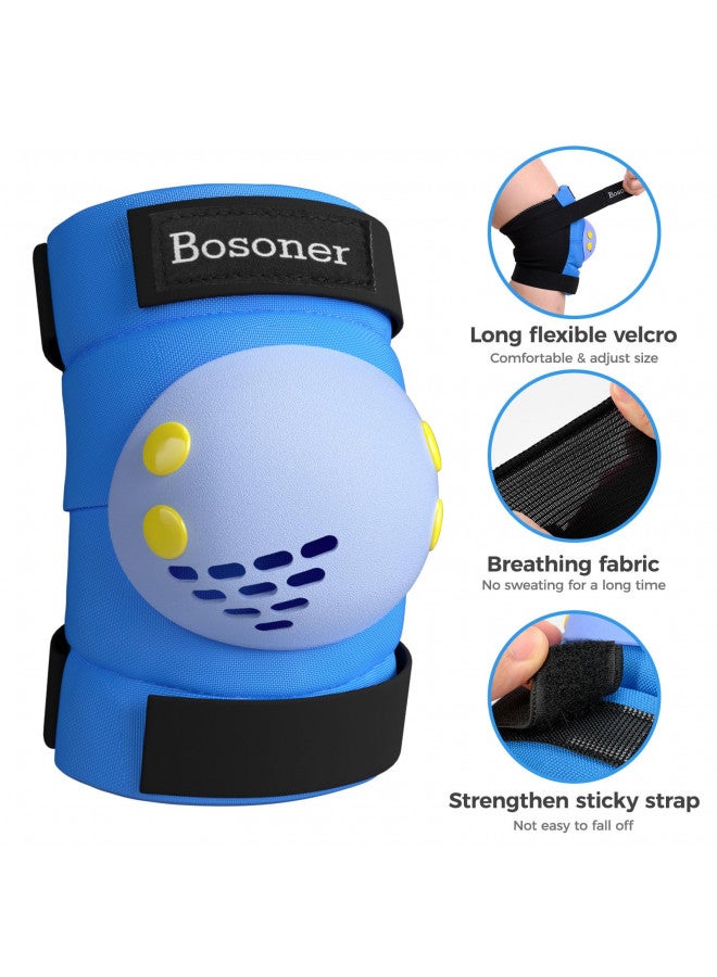 BOSONER Kids/Youth Knee Pads Elbow Pads Wrist Guards Set for 3-15 Years, Child Protective Gear Set for Roller Skates, Cycling, BMX Bike, Skateboard, Inline Skating, Scooter Riding Sports - Image 3