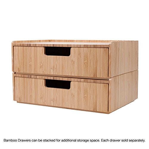 Mobilevision Bamboo Drawer, Stackable Storage Solution for office products pens, pencils, scissors, notepads, business cards and more - Image 3