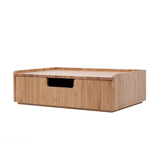Mobilevision Bamboo Drawer, Stackable Storage Solution for office products pens, pencils, scissors, notepads, business cards and more - Image 1