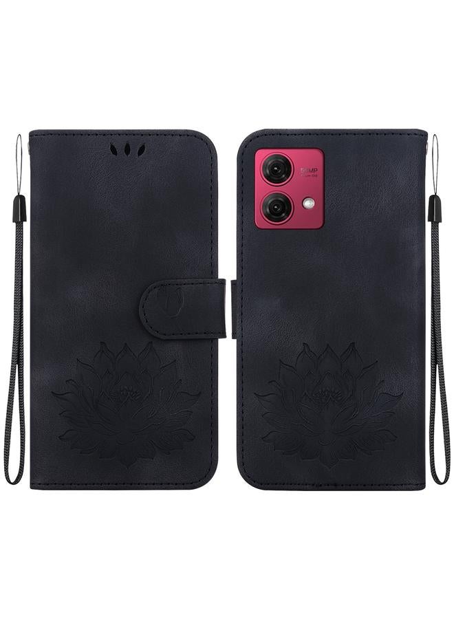 The Bros Case For Motorola Moto G84 Lotus Embossed Leather Phone Case 