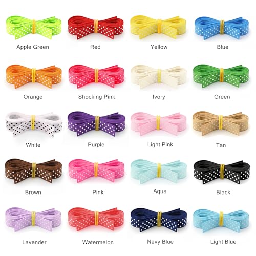 QingHan Polka Dot Grosgrain Ribbon: 5/8 inch 40 Yards (20colors x 2yards) - Image 2