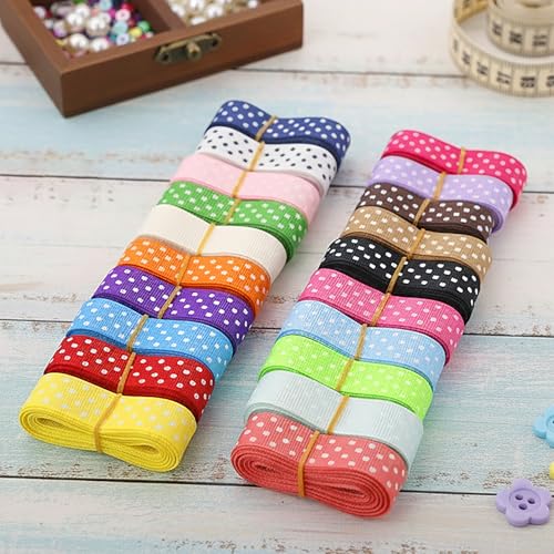 QingHan Polka Dot Grosgrain Ribbon: 5/8 inch 40 Yards (20colors x 2yards) - Image 3