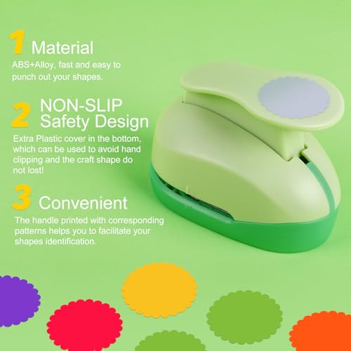 UCEC 2 inch Scallop Circle Punch, Circle Ware Punch, Craft Lever Puncher, DIY Handmade Paper Punches for Paper Crafting Scrapbooking Cards Arts - Image 4