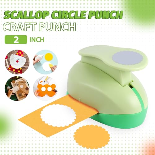 UCEC 2 inch Scallop Circle Punch, Circle Ware Punch, Craft Lever Puncher, DIY Handmade Paper Punches for Paper Crafting Scrapbooking Cards Arts - Image 2