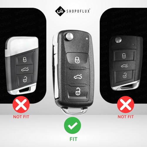 SHOPOFLUX Metal Key Cover Compatible for Skoda & Volkswagen Cars Octavia, Laura, Superb, Fabia, Rapid, Polo, Vento, Jetta, Ameo, Passat 3 Button Flip Key (Brown Silicone) - Image 2