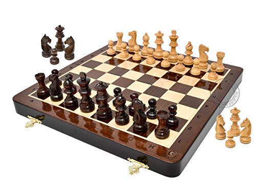 House of Chess 12 Inches Wooden Magnetic Folding Travel Chess SetBoard 2 Extra Knights 2 Extra Pawns 2 Extra Queens Algebraic Notation Handmade Premium Quality - Image 1