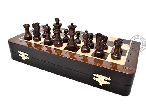 House of Chess 12 Inches Wooden Magnetic Folding Travel Chess SetBoard 2 Extra Knights 2 Extra Pawns 2 Extra Queens Algebraic Notation Handmade Premium Quality - Image 5