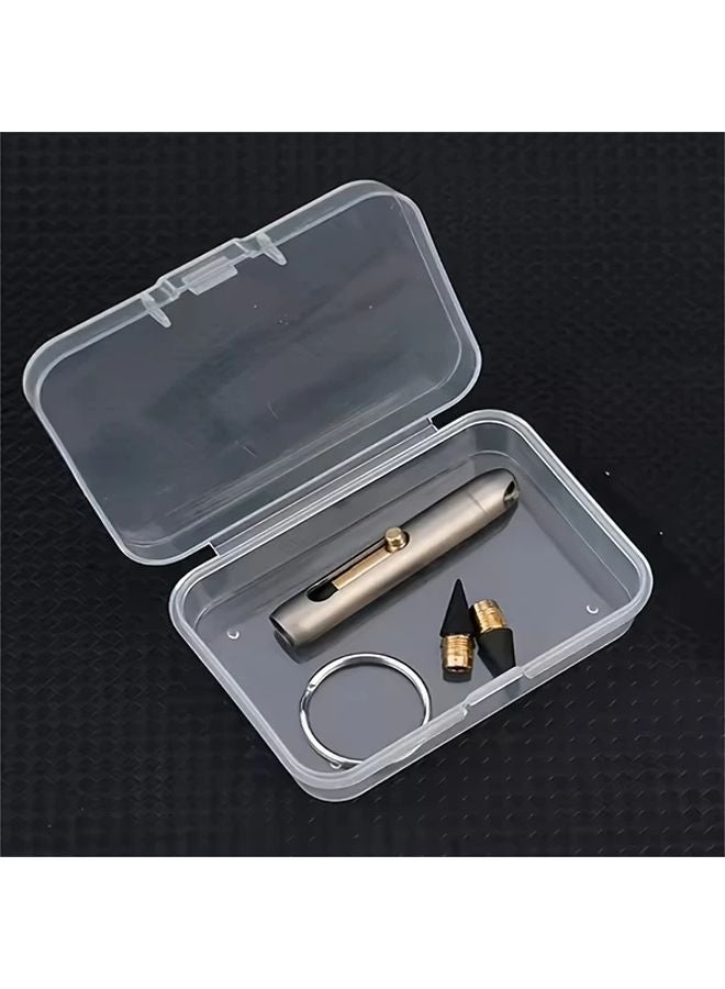 Titanium Mini Everlasting Pen No Sharpen Erasable Woodworking Pencil with Keychain Clip Portable Pocket Sized Emergency Writing Tool - Image 1