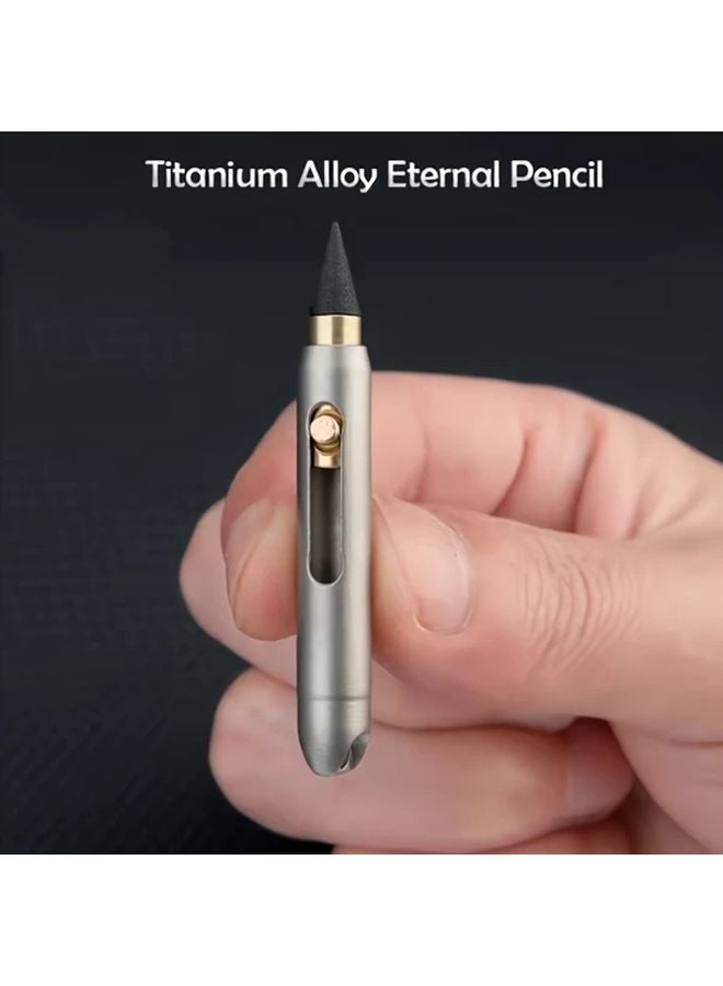 Titanium Mini Everlasting Pen No Sharpen Erasable Woodworking Pencil with Keychain Clip Portable Pocket Sized Emergency Writing Tool - Image 4