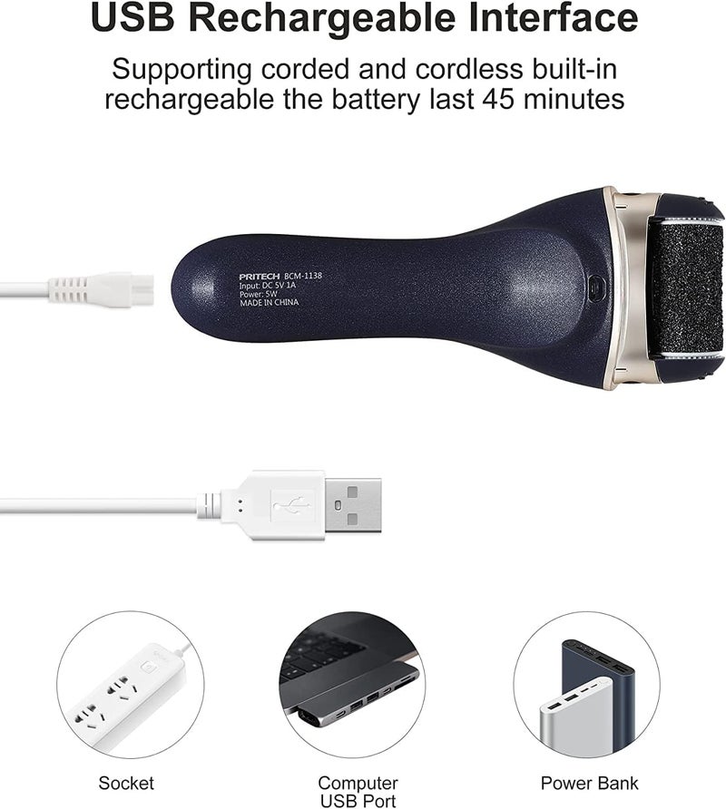 pritech Electric Feet Callus Removers Rechargeable, Portable Electronic Foot File Pedicure Tools, Electric Callus Remover Kit, Professional Pedi Feet Care for Dead, Hard Cracked Dry Skin Ideal Gift (Black) - Image 5