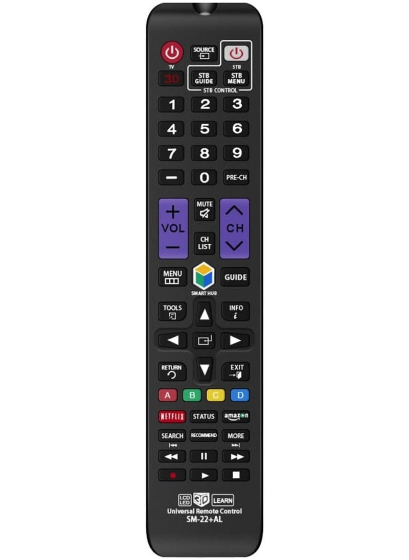 Universal Replacement Remote Control Compatible with Samsung 3D, LCD, LED, HDTV, Smart TV – Compatible with AA59-00666A, BN59-01178W, BN59-01199F, AA59-00638A, AA59-00637A, AA59-00594A, AA59-00600A