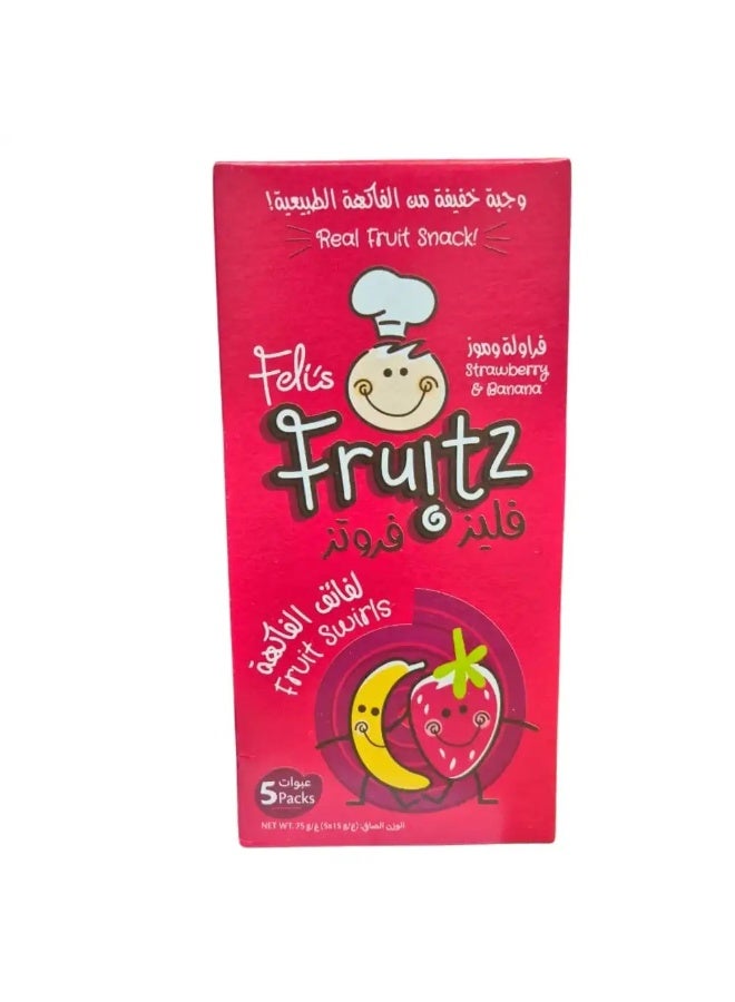 Felis Fruitz Strawberry & Banana Fruit Swirls Real Fruit Snacks- 75gms