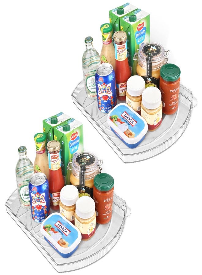 FIRJOY Lazy Susan Turntable for Refrigerator, Square Turntable Organizer for Fridge Cabinet, Pantry, Countertop | 16.5" x 11.1" (Rectangle 2 Pack - Clear) - Image 1
