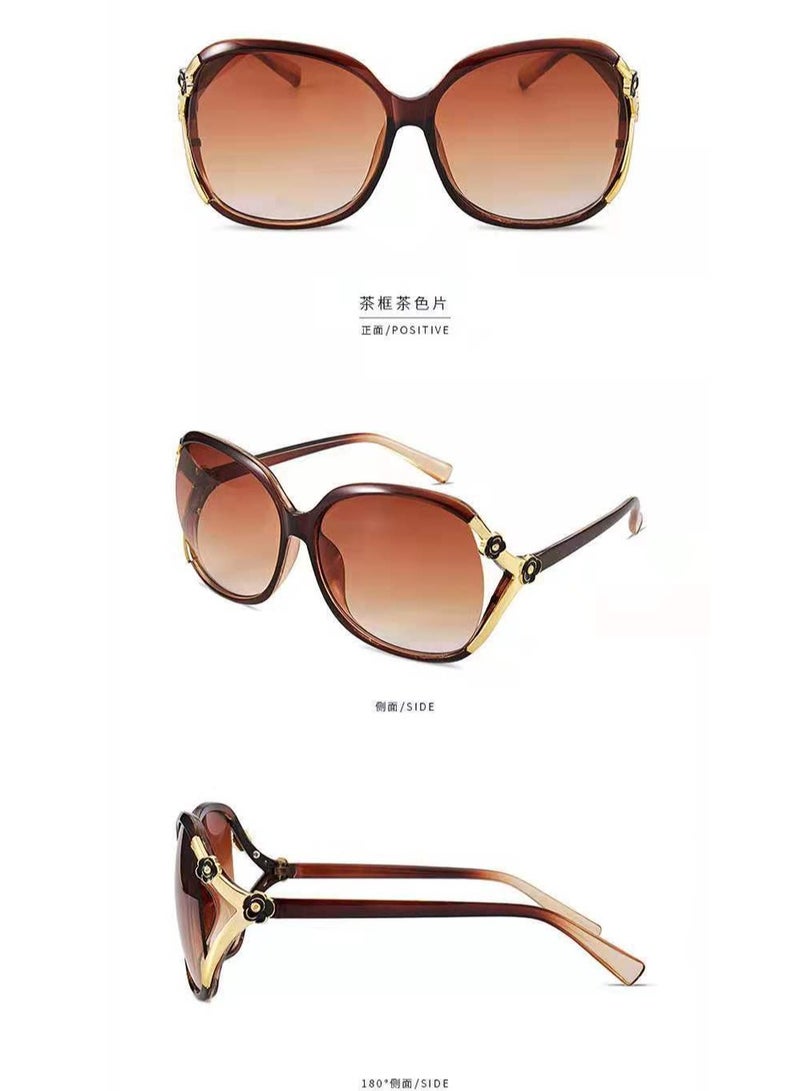 general Women's Oversized Polarized Sunglasses Women's Large Tone Classic Camellia Retro Versatile Sunglasses - Image 2