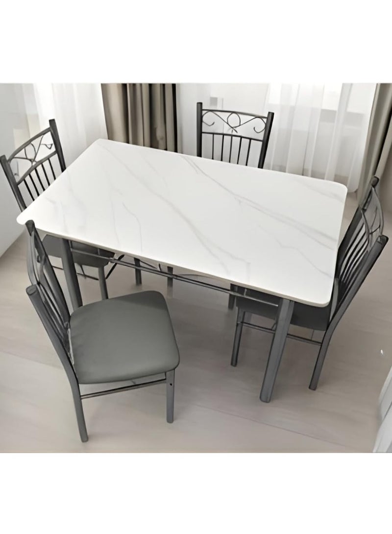 ABX HOME Dining Table 4 seater Rectangular Dining Set | Sturdy Kitchen Marbel Top Table with Fabric Chairs | Dining set 1+4 Seater for Home,Hotel and Dining Room (1+4/White) - Image 3