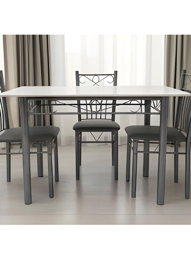 ABX HOME Dining Table 4 seater Rectangular Dining Set | Sturdy Kitchen Marbel Top Table with Fabric Chairs | Dining set 1+4 Seater for Home,Hotel and Dining Room (1+4/White) - Image 5