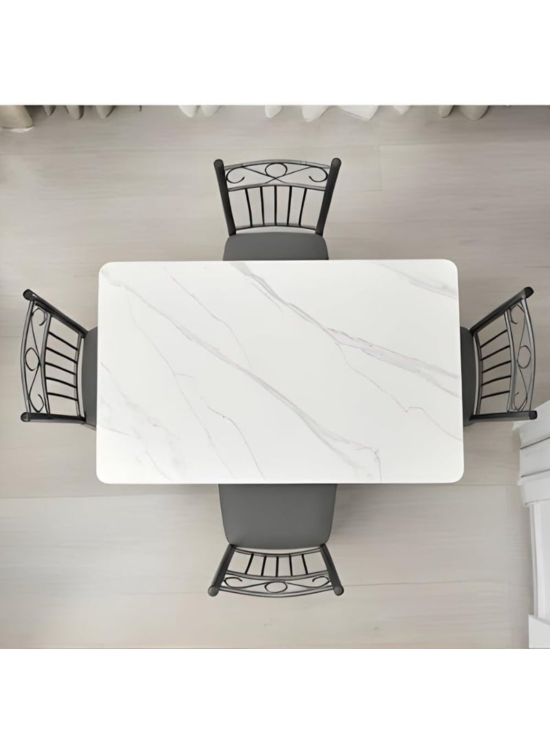 ABX HOME Dining Table 4 seater Rectangular Dining Set | Sturdy Kitchen Marbel Top Table with Fabric Chairs | Dining set 1+4 Seater for Home,Hotel and Dining Room (1+4/White) - Image 2
