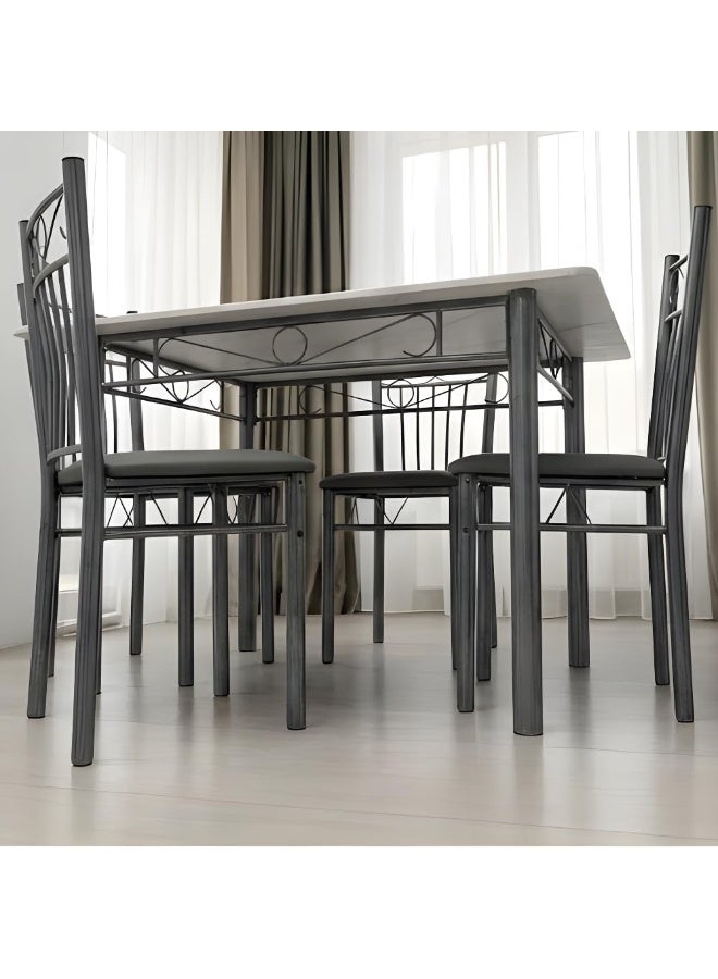 ABX HOME Dining Table 4 seater Rectangular Dining Set | Sturdy Kitchen Marbel Top Table with Fabric Chairs | Dining set 1+4 Seater for Home,Hotel and Dining Room (1+4/White) - Image 4