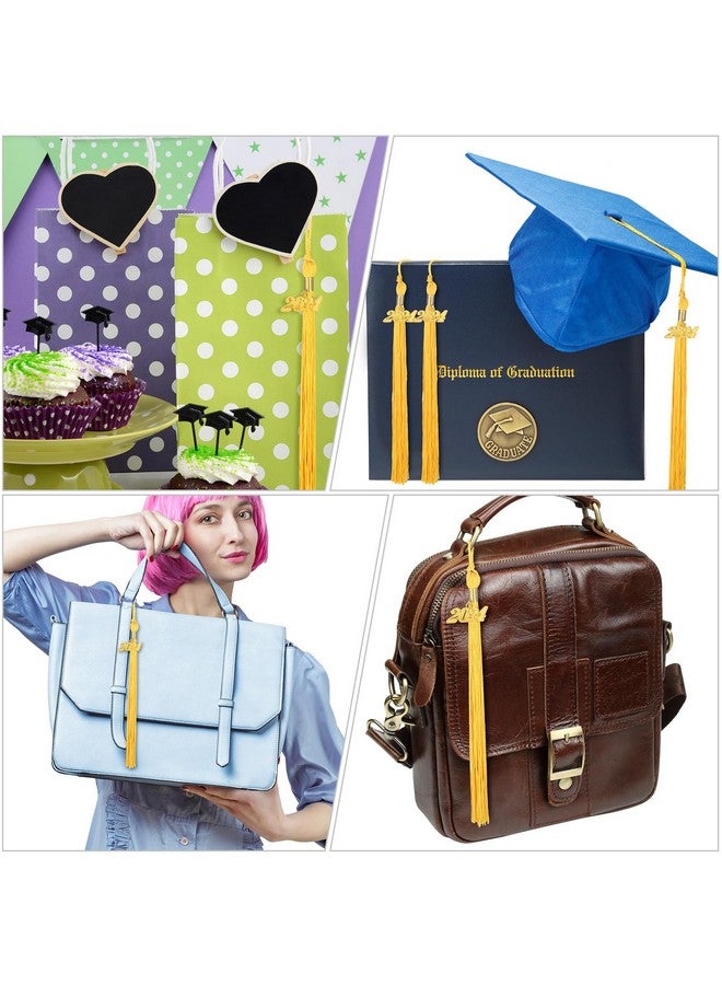 TecUnite 2024 Graduation Tassel Cord Ceremony Academic Gold Doctoral Two Colors Small Polyester Party With Pack Mini Black Student Doctor Red (Gold) - Image 4