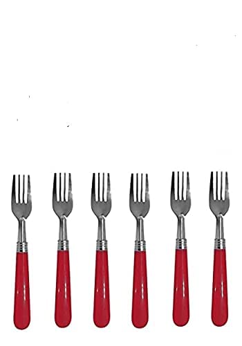 advancedestore Stainless Steel with Plastic Shining Handle6 pcs Fork Set for Dining TableFruit Noodles Fork Spoon Multi Colour - Image 5