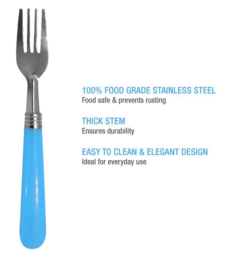 advancedestore Stainless Steel with Plastic Shining Handle6 pcs Fork Set for Dining TableFruit Noodles Fork Spoon Multi Colour - Image 3