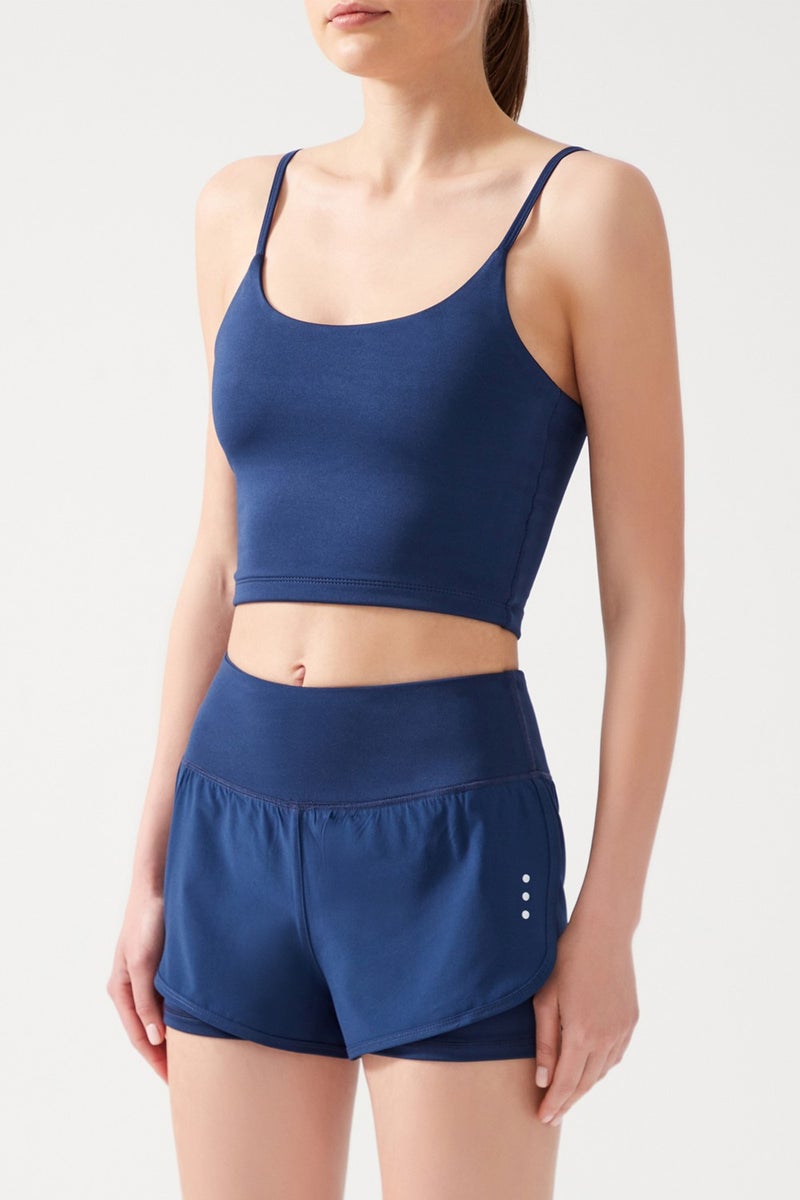 Los Ojos Women's Navy Blue 2-Layer Sport Shorts - Tights with Shorts 2in1  - Image 1