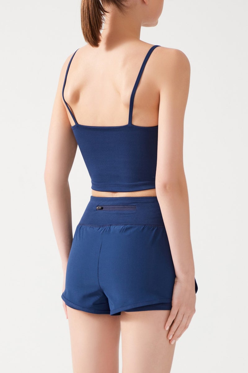 Los Ojos Women's Navy Blue 2-Layer Sport Shorts - Tights with Shorts 2in1  - Image 2