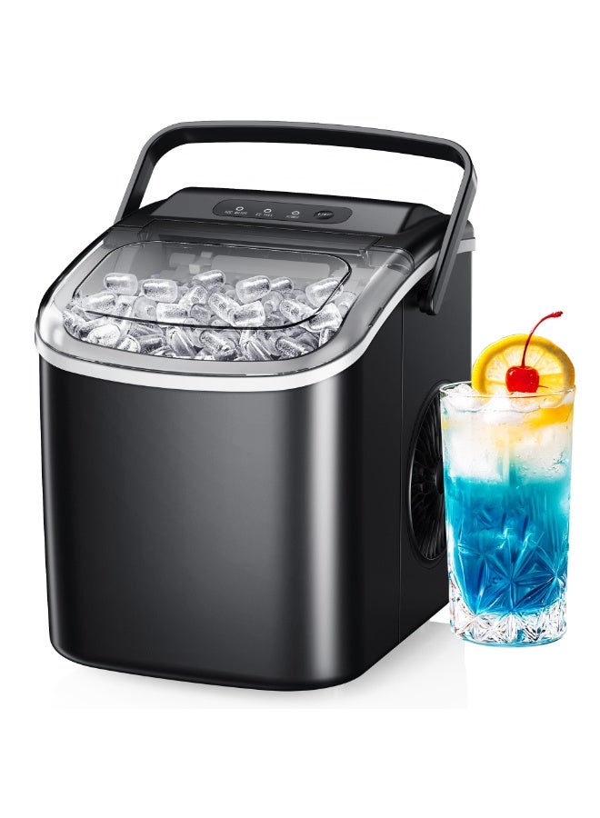 إيسيغلي Icyglee ماكينة صنع الثرج على الطاولة بمقبض، 9 قطع في 6 دقائق 12 كجم/24 ساعة، صانعة الثلج بخاصية التنظيف الذاتي ونافذة شفافة، الة الثلج المحمولة مع ملعقة ثلج وسلة للمنزل والمطبخ والمكتب - Image 1