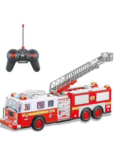 Ggt R/C Fire Truck Shoots Water Extendable 14 Inch Rescue Ladder 10 Channer Fires Engine Working Light