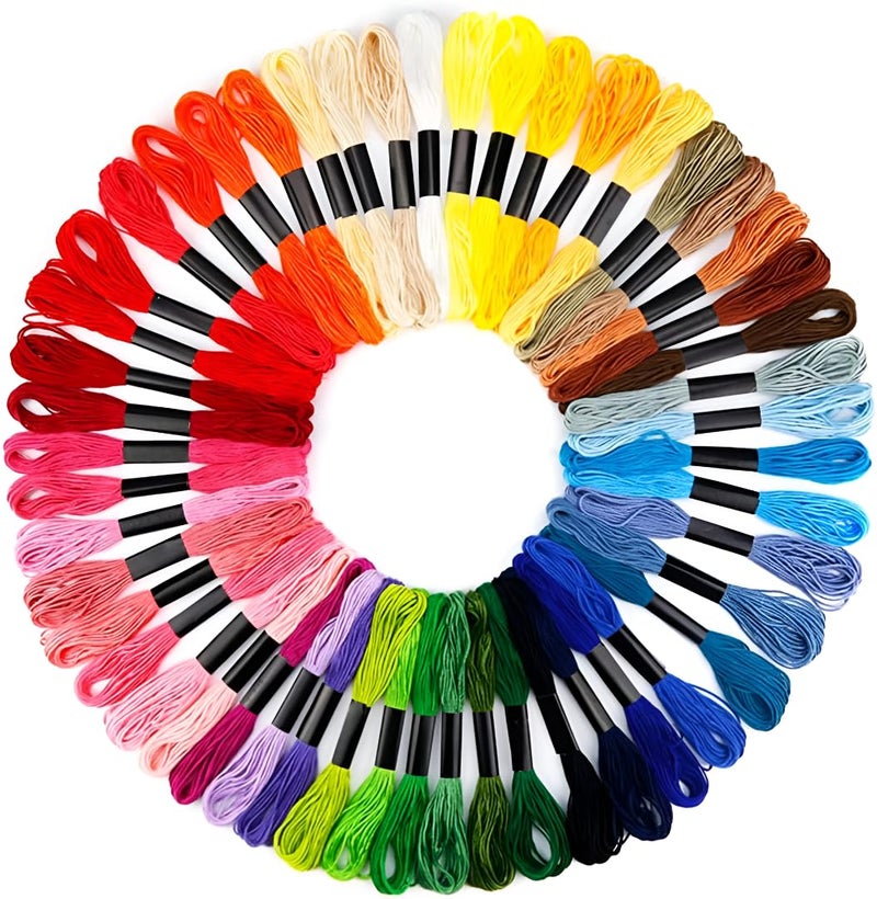 ZIBELL Embroidery Threads 50 Skeins Kits, Embroidery Floss Cross Stitch Threads Friendship Bracelets Thread Crafts Floss Rainbow Color with Embroidery Floss Bobbins for Knitting DIY Craft Project (Multicolor, Pack of 50) - Image 1
