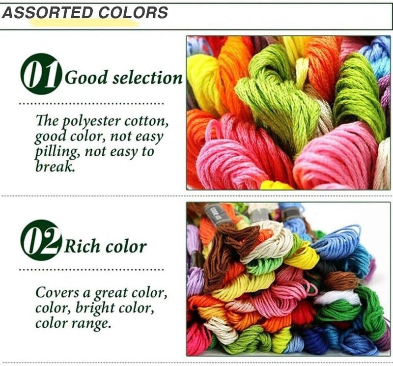 ZIBELL Embroidery Threads 50 Skeins Kits, Embroidery Floss Cross Stitch Threads Friendship Bracelets Thread Crafts Floss Rainbow Color with Embroidery Floss Bobbins for Knitting DIY Craft Project (Multicolor, Pack of 50) - Image 3