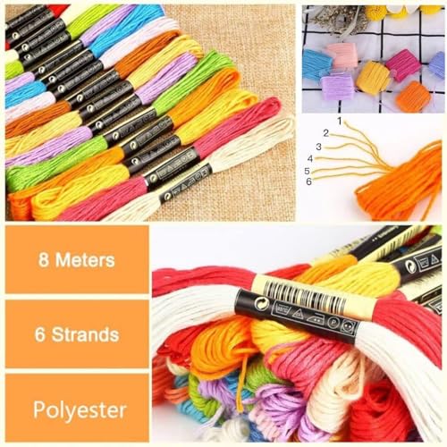 ZIBELL Embroidery Threads 50 Skeins Kits, Embroidery Floss Cross Stitch Threads Friendship Bracelets Thread Crafts Floss Rainbow Color with Embroidery Floss Bobbins for Knitting DIY Craft Project (Multicolor, Pack of 50) - Image 4